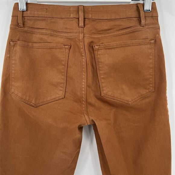 Frame Denim Le Crop Mini Boot‎ Cut Jeans Caramel Coated Mid Rise Women’s Size 26 - Picture 6 of 9